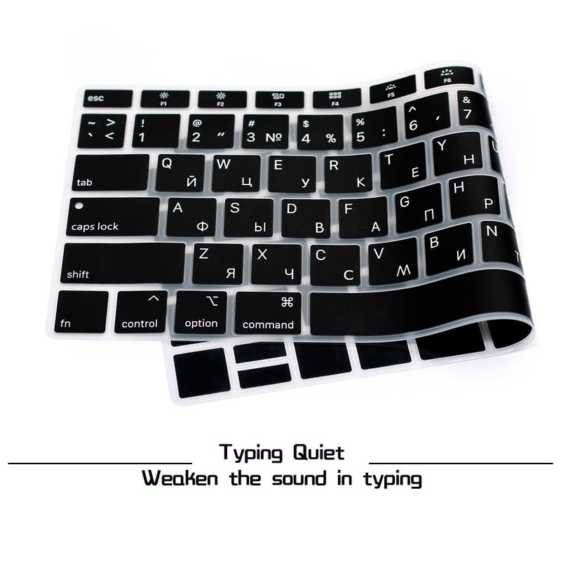 HRH Russian Language Silicone Keyboard Cover Skin for MacBook Air 13 Inch 2018 Release A1932 with Retina Display and Touch ID,USA Layout - Image 2